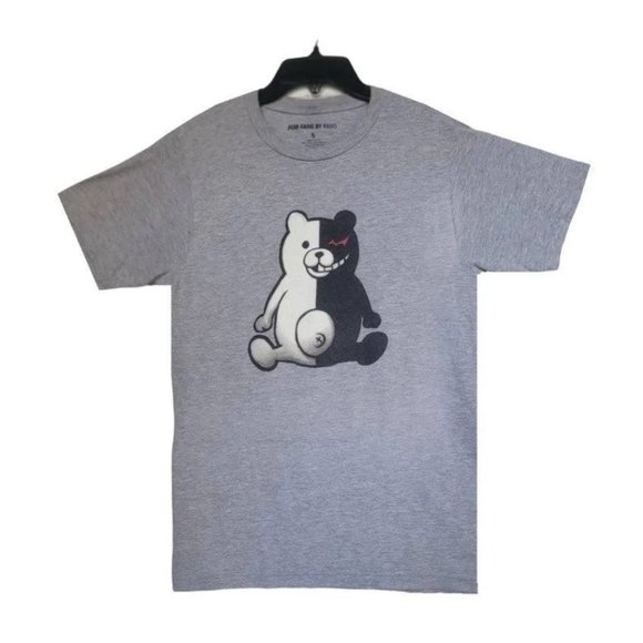 Men's For fans by fans Monokuma Bear T-Shirt Tee Printed Cotton Gray Black size - Picture 7 of 8